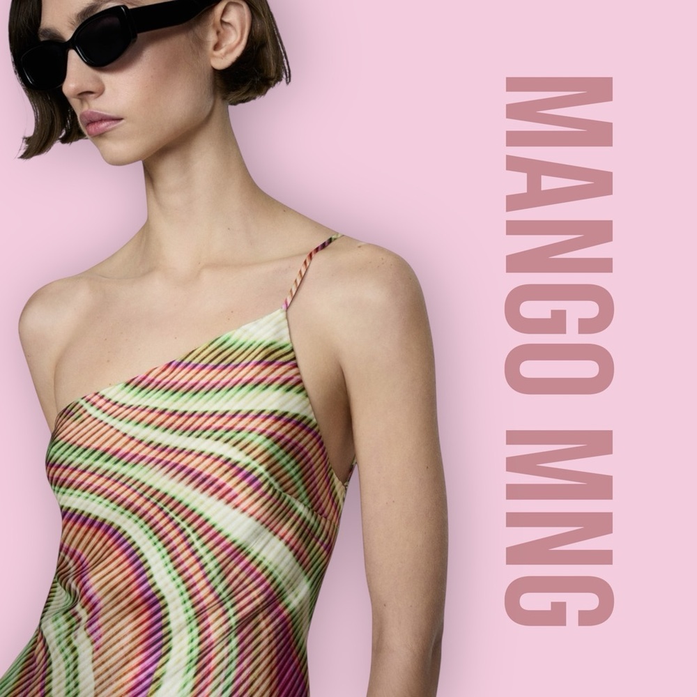 Mango MNG Satin Midi Dress Women’s Size 4 Asymmetrical Wave Italian Fabric NWT